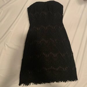 Strapless Black Lace Mini Dress